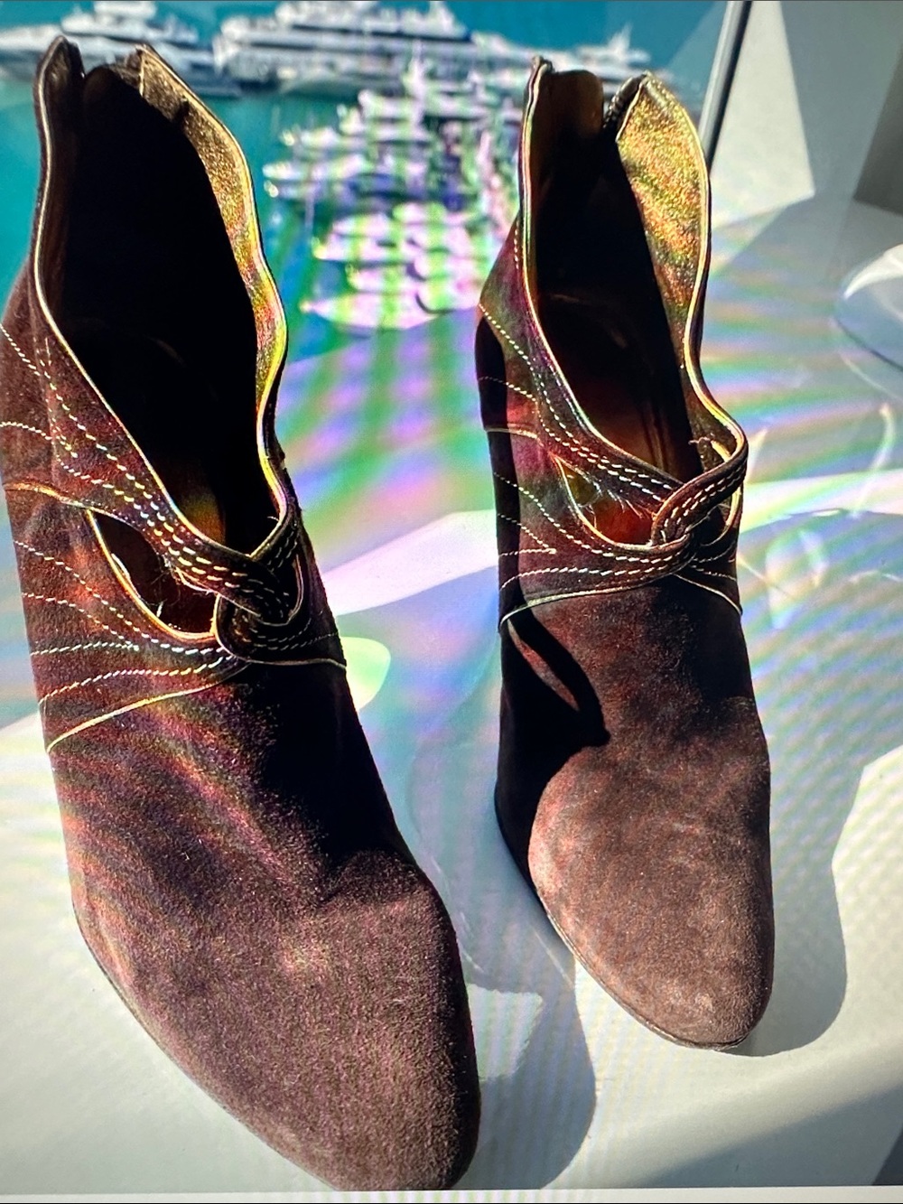 Dolce & Gabbana Dark Brown Suede Pointed Ankle Booties